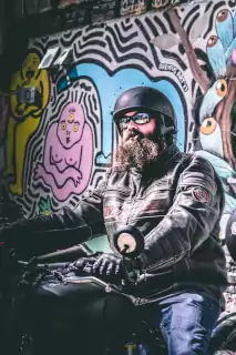 Harley Davidson with Helmets